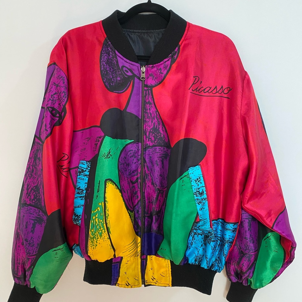 PICASSO 80’s SATIN BOMBER JACKET VINTAGE ABSTRACT